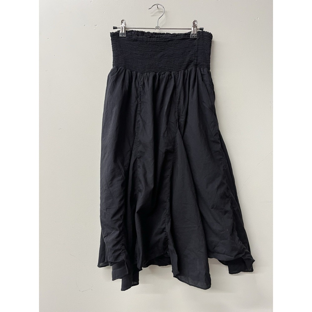 XCVI Wearables Pull On Ruched Skirt Black Foldover Waist Artsy Lagenlook Gorp XS